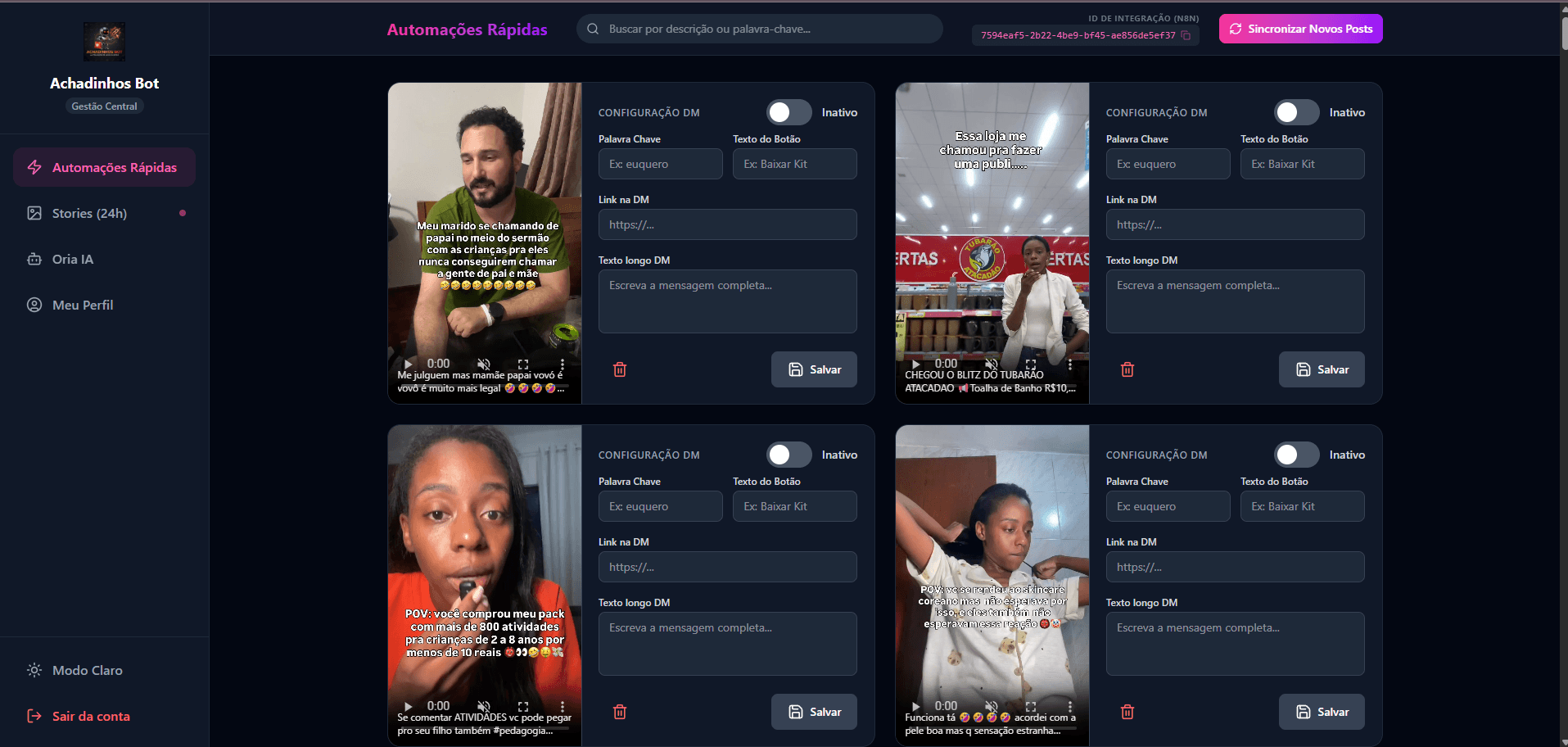 Dashboard Automações Rápidas