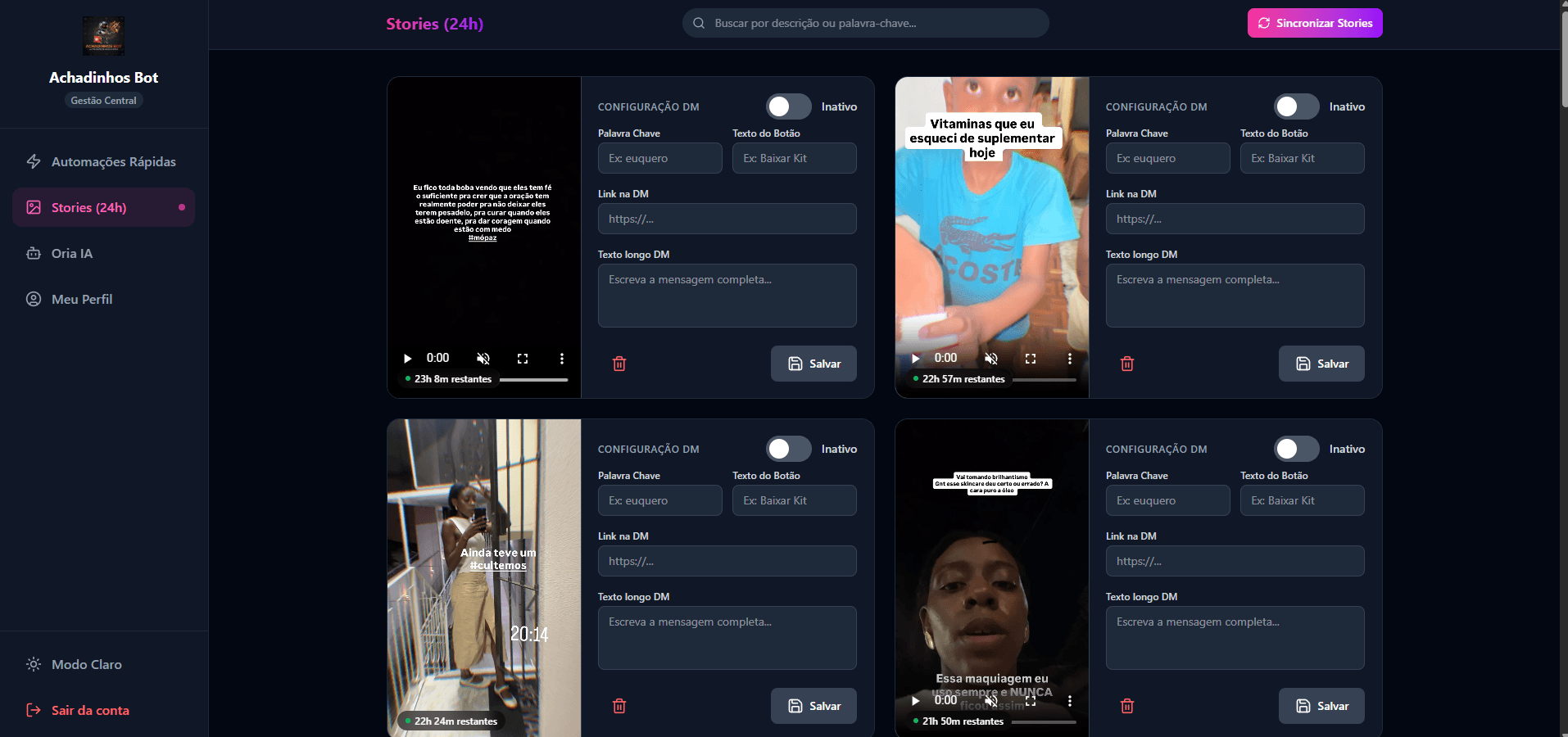 Automações de Stories
